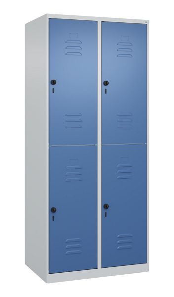 C+P Doppelstöckiger Spind Classic PLUS, 2 Abteile, 1850x800x500mm, 7035/5023, Drehriegel, 080300-22 S10005