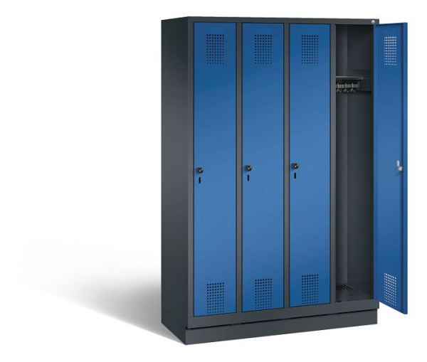 C+P Garderobenschrank Evolo, H1800xB1190xT500mm, Farbe: Schwarzgrau / Enzianblau, 48020-40 S10015