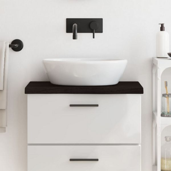 vidaXL Waschtischplatte Dunkelbraun 60x40x(2-4)cm Massivholz Behandelt, 3156201