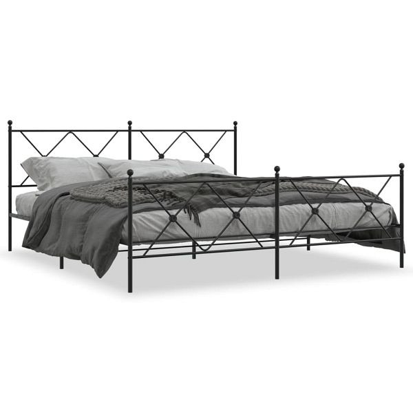 vidaXL Bettgestell mit Kopf- und Fußteil Metall Schwarz 183x213 cm, 376525