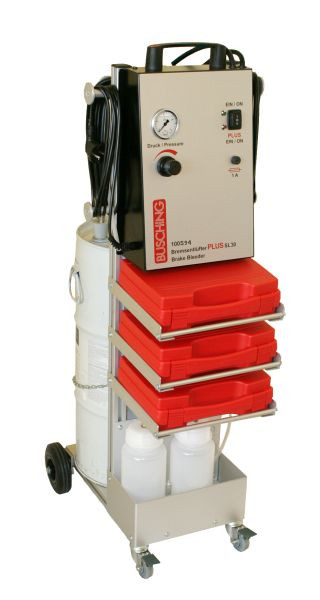 Busching Elektrischer Bremsenentlüfter PLUS SL30, mit ABSAUGSYSTEM, Fahrwagen und Niederdruckprüfung, 100594