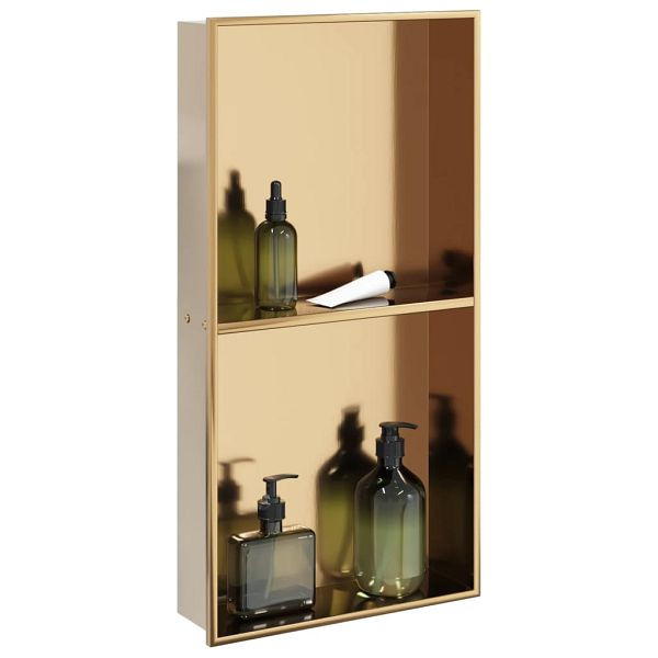 vidaXL Duschnische Golden Gebürstet 32x62x9 cm Edelstahl, 4005133