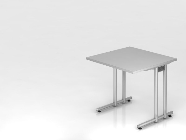 Hammerbacher Schreibtisch C-Fuß 80x80cm Grau/Silber, Arbeitshöhe 72 cm, VNS08/5/S