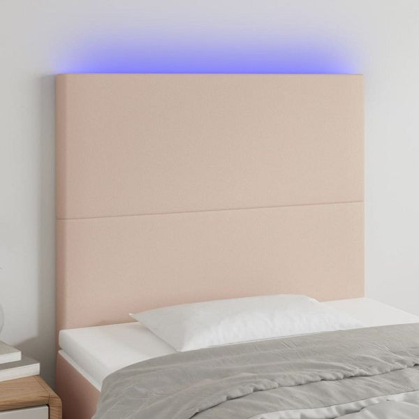 vidaXL LED Kopfteil Cappuccino-Braun 100x5x118/128cm Kunstleder, 3122233