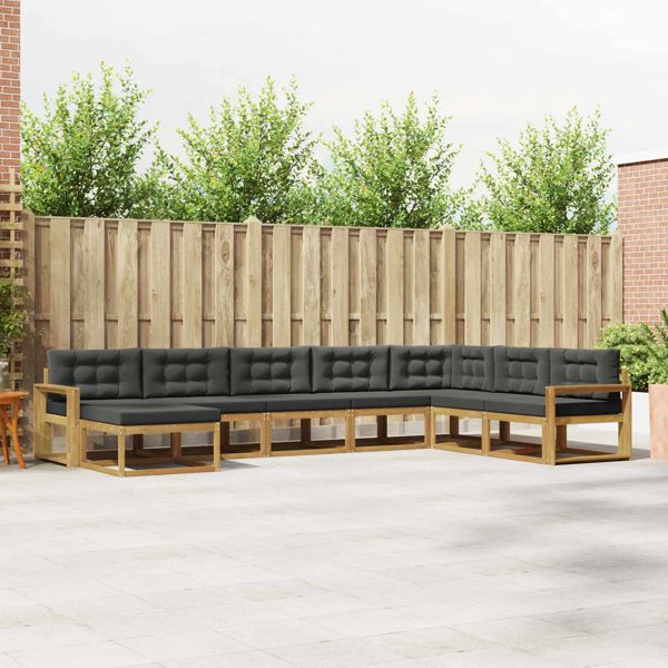 vidaXL Outdoor-Sofagarnitur 8-teilig Weiß und Anthrazit, 3386871