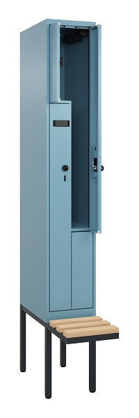 C+P Z-Spind Evolo PLUS, Bank, 2 Fächer, 2120x300x815mm, 0010/0010, Drehriegel, Sitzfläche Holz, 0490437-102 S10021