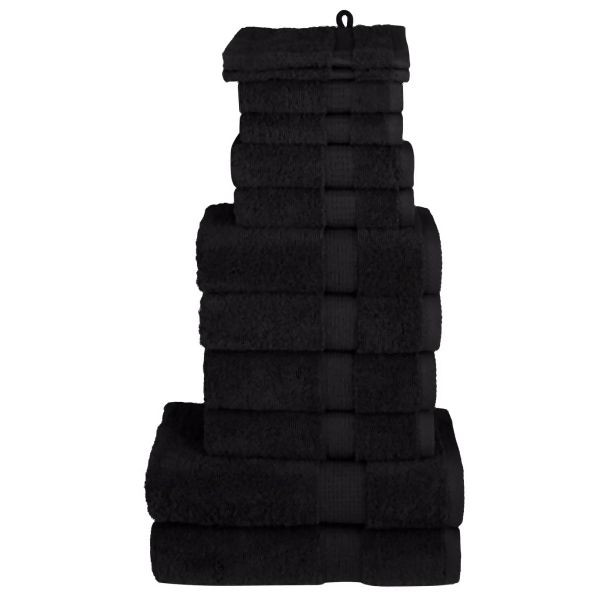 vidaXL 12 tlg. Premium-Handtuch-Set SOLUND Schwarz 600 g/m², 137582