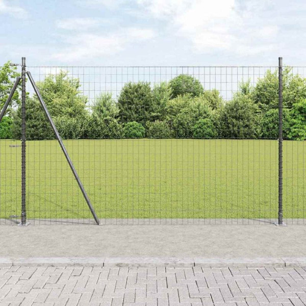 vidaXL Zaun mit Pfosten Grau 1.6 x 10 m Stahl, 3350906