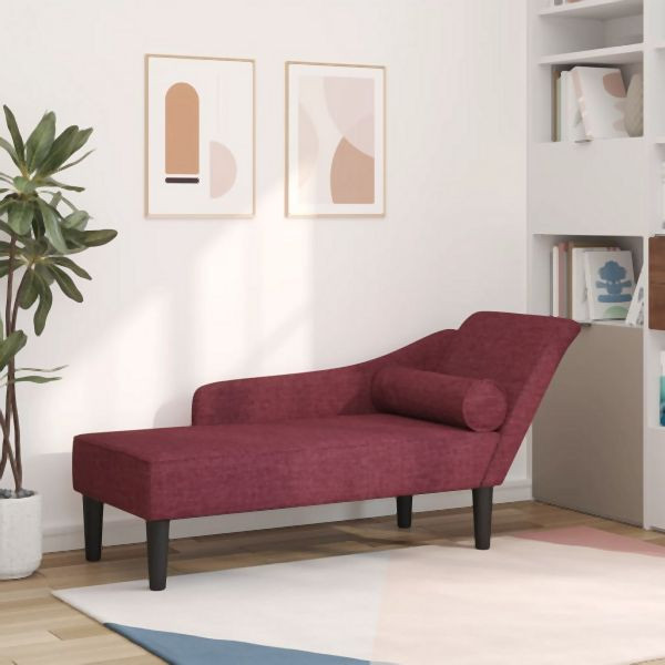 vidaXL Chaiselongue mit Kissen Weinrot Stoff, Komfort, 4007599