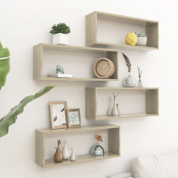 vidaXL Würfelregale 4 Stück Sonoma-Eiche 60x15x23 cm Holzwerkstoff, 807143
