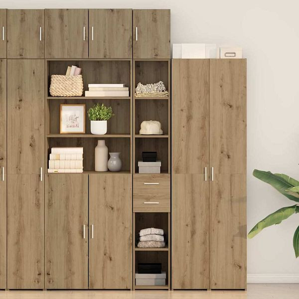 vidaXL Schlanker Stauraum Schrank mit Schubladen Eiche handwerklich, 3365641