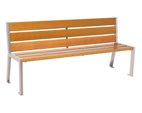 Procity Sitzbank Silaos 6 Holzlatten, 1800 mm, Ohne Armlehne, Holz & Stahl, helle Eiche/RAL 7044, 209602.7044.CHEC