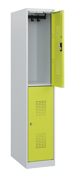 C+P Doppelstöckiger Spind Evolo PLUS, 2 Fächer, 1530x300x500mm, 7035/0024, Zylinderschloss, 0493005-10 S10042