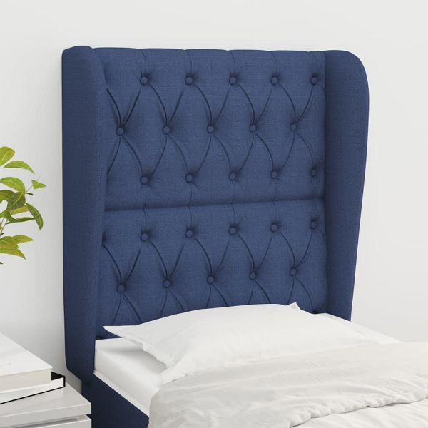 vidaXL Kopfteil mit Ohren Blau 83x23x118/128 cm Stoff, 3118272