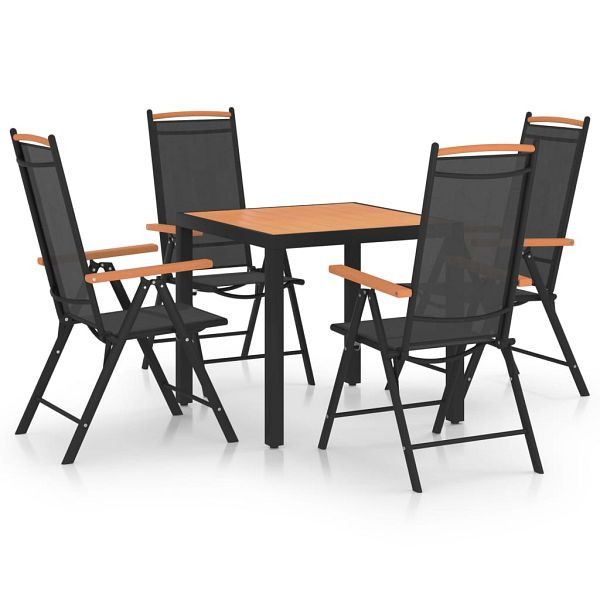 vidaXL 5-teilig Garten-Essgruppe Aluminium Schwarz, 3070628
