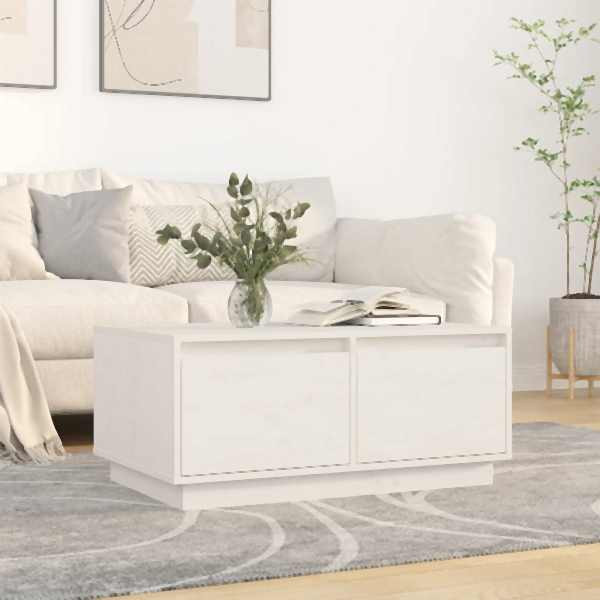 vidaXL Couchtisch Weiß 80x50x35 cm Massivholz Kiefer, 814440
