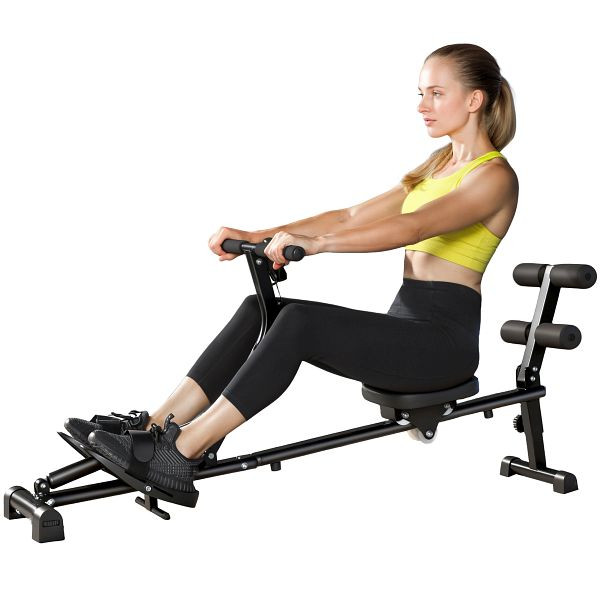 SPORTNOW Rudermaschine, Rudergerät für Situps, 12-stufig verstellbar, 2-in-1 Kardiogerät, LCD-Anzeige, Stahl, A90-421V00BK