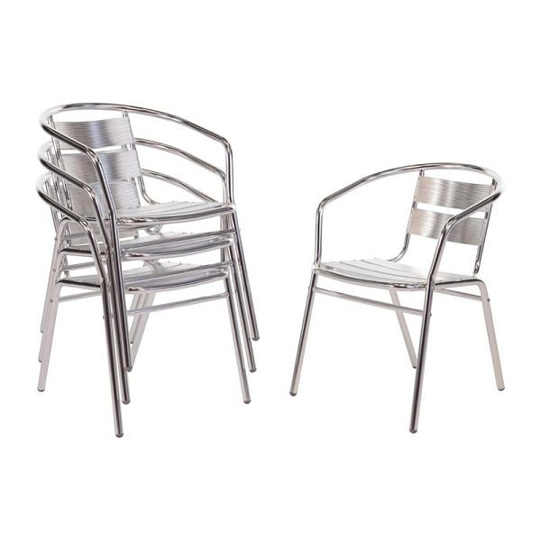 Bolero Bistrostühle mit gerundeter Armlehne Aluminium, VE: 4 Stück, U419