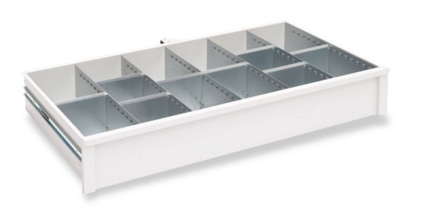 hofe Mulden-Set, aus je: 6 Mulden 145 x 70 x 438 mm B/H/L und 12 Steckwänden - Höhe 70 mm aus Stahlblech, verzinkt für 100 mm Blendenhöhe, ZST994206-HO