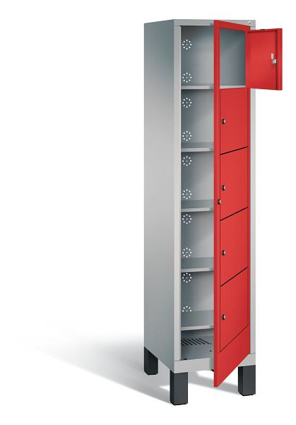 C+P Wäsche-Sammelschrank Evolo, H1850xB420xT500mm, Farbe: Weißaluminium / feuerrot, 48060-105 S10064