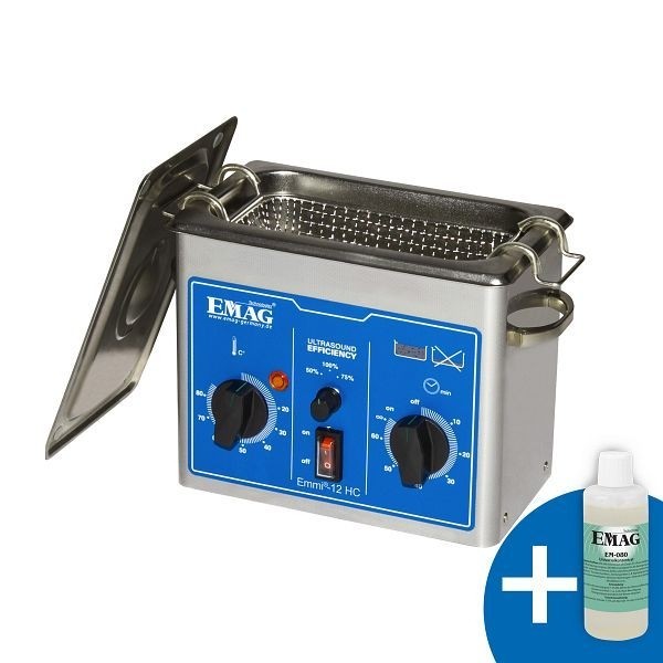 EMAG Ultraschallreiniger Emmi-12 HC, Universalgerät 1,2 L mit Edelstahl-Schwingwanne und -gehäuse, 60079