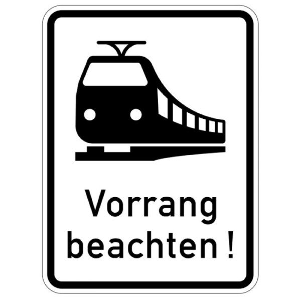 Stein HGS Straßenbahn, Vorrang beachten! StVO Nr. 2811, 450 x 600 mm, Alform, RA2, 2811-222