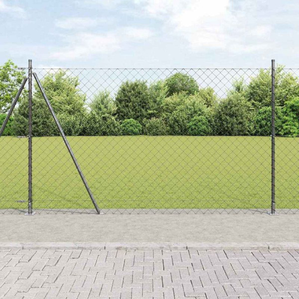 vidaXL Kettengliedzaun mit Pfosten Grau 1.5 x 10 m Stahl, 3351268