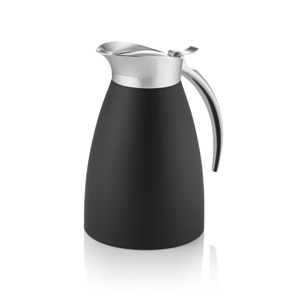 WAS Isolierkanne, 1 L, Ø 12,5 cm, Höhe 20,5 cm, schwarz, Chromnickelstahl 18/8, 3813100