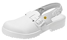 ABEBA ESD-Sicherheitsschuhe Classic Clog weiß ESD, SB, Ristbereich verstellbar, Fersenriemen feststehend, verstellbar, Mikrofaser, 31001-37