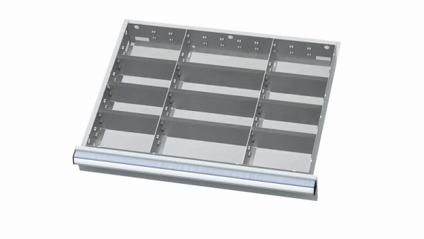 Simplaflex Metalleinteilung für Schubladen, Blendenhöhe: 75 mm, Innenmaß 600 x 450 mm, CL7E075MT01