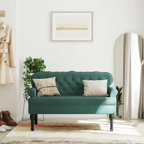 vidaXL Sitzbank mit Rückenlehne Dunkelgrün 119,5x64,5x75 cm Samt, 372158