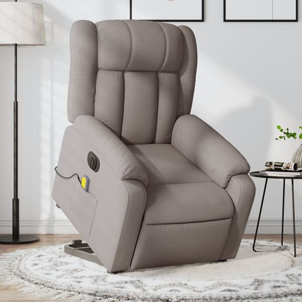 vidaXL Elektrischer Massagesessel mit Aufstehhilfe Taupe Stoff, 3205360