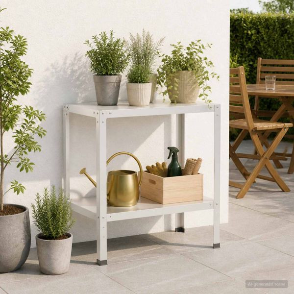 vidaXL Pflanztisch 100 x 50 x 80 cm Pulverbeschichteter Stahl Weiß, 8014877