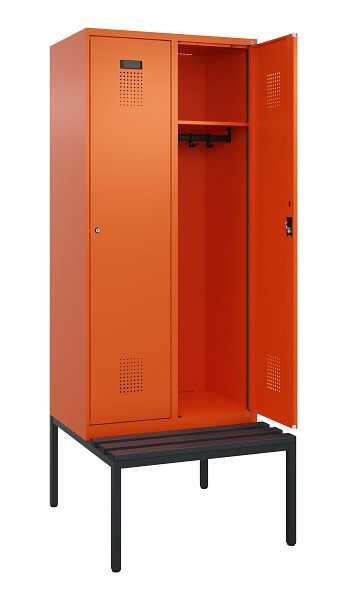 C+P Spind Evolo PLUS, 2 Abteile, 2120x800x815mm, 2004/2004, Haken 4, Zylinderschloss, Sitzfläche Kunststoff, Sitzbank, 0490507-22 S10104