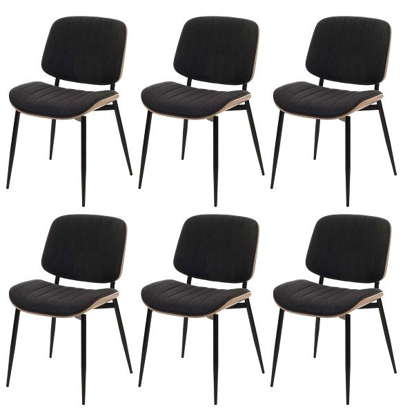 Mendler 6er-Set Esszimmerstuhl HWC-O44, Küchenstuhl Stuhl, Bugholz Stoff (370g/m²) Öko-Tex FSC®, natur, dunkelgrau, 3x118208