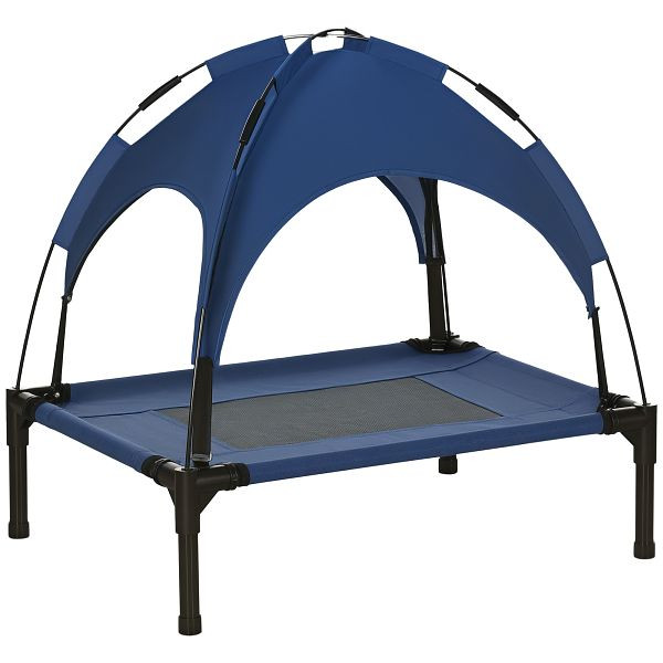 PawHut Haustierbett Outdoor-Hundebett, wetterbeständig, mit Baldachin, 61cm x 46 cm x 62 cm, Blau + Schwarz, D04-057V00DB