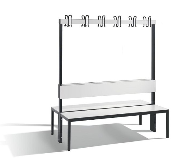 C+P Garderobenbank 2-seitig, Feuchtraum, H1650xB1500xT760 mm, Schwarzgrau/HPL Weiß, 8061-200 S10013