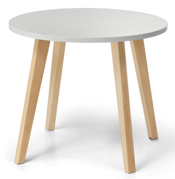 Deskin Beistelltisch OAK, Dekor lichtgrau, Beine Eiche massiv, D 800 x H 630 mm, 293277