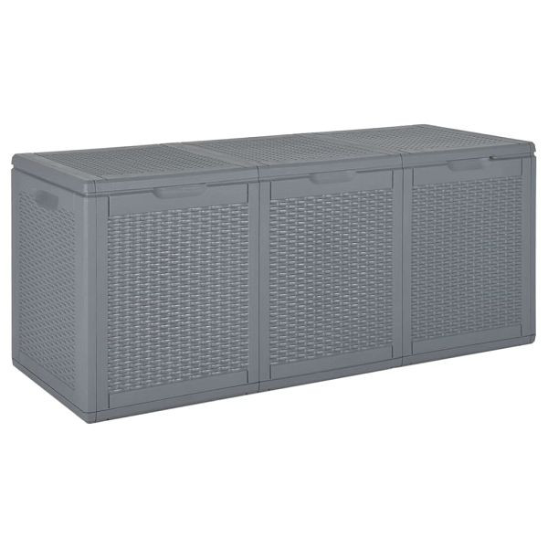 vidaXL Gartenbox Grau PP Rattan 270 L, Material: 100 % PP (Polypropylen) in Rattan-Optik, 364061