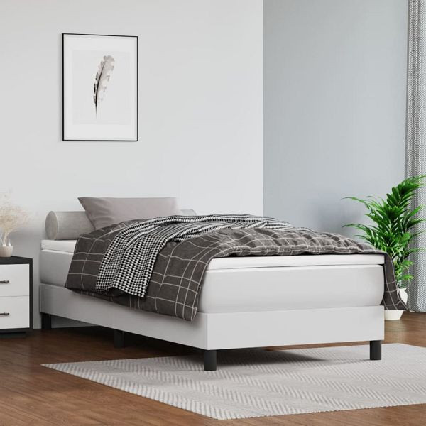 vidaXL Bettgestell Weiß 90x190 cm Kunstleder, 3120671, 8720287233329
