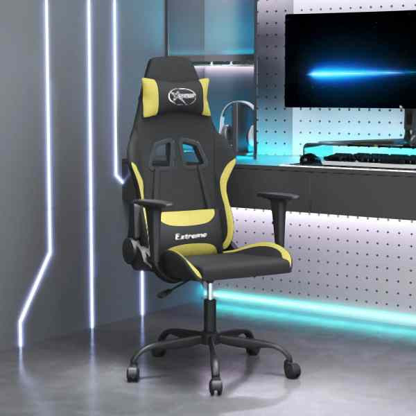 vidaXL Gaming-Stuhl Schwarz und Hellgrün Stoff, 3143717