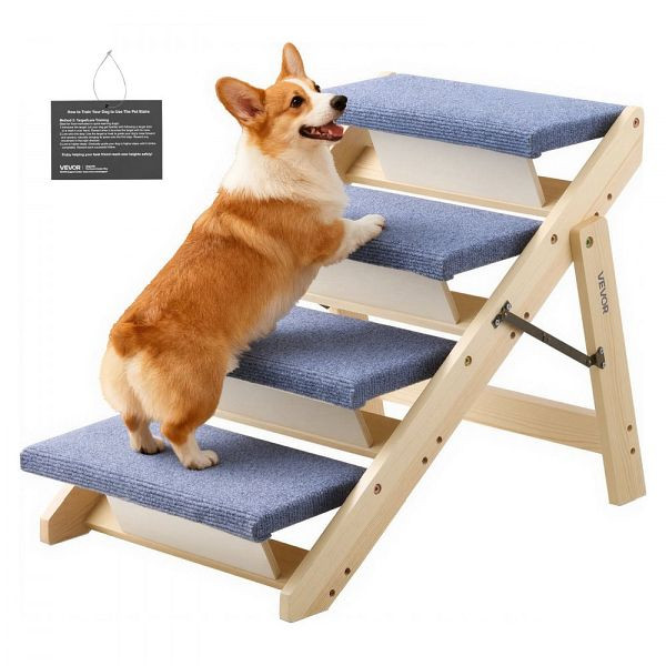 VEVOR 4-stufige klappbare Hundetreppe 630x470x490 mm, geeignet für Haustiere bis 68 kg, für Betten, Sofas & Autos, LTSFZDGLTKFPB0YY9001V0