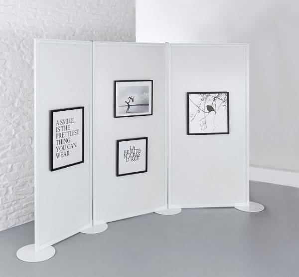 BST Ausstellungswand Alu weiss, MDF-Dekor weiss, Bilderschiene, 1000x1980 mm, SCREEN-ART 1019-WW