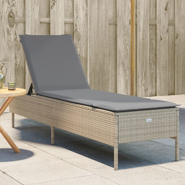 vidaXL Sonnenliege mit Auflage Beige Poly Rattan, 4002722