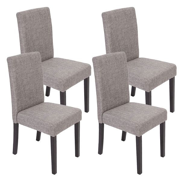 Mendler 4er-Set Esszimmerstuhl Stuhl Küchenstuhl Littau, Textil, grau, dunkle Beine, 28643