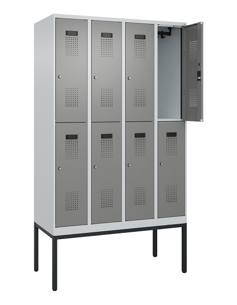 C+P Doppelstock-Spind Evolo PLUS, Gestell, 8 Fächer, 2120x1200x500mm, 7035/0004, Zylinderschloss, 0493307-40 S10041