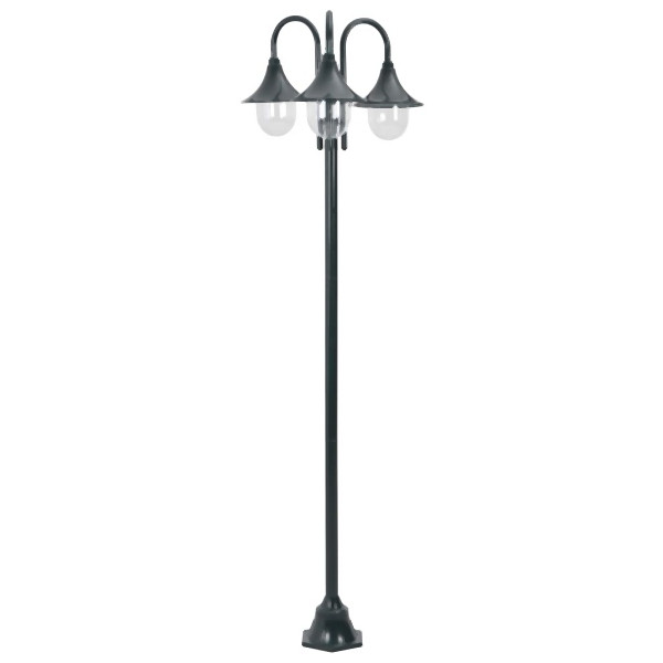 vidaXL Garten-Pollerleuchte E27 220 cm Aluminium 3-Laterne Dunkelgrün, 44216