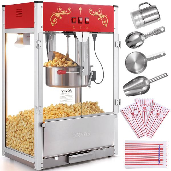 VEVOR Popcornmaschine Maker Popcornautomat, 1615W Popcorn Rot 16oz, TSBMHJ16OZ14CQR1LV2