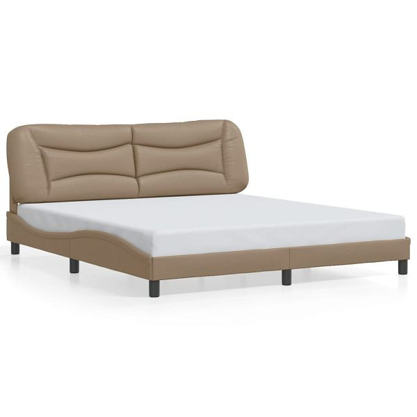 vidaXL Bettgestell mit LED Cappuccino-Braun 180x200 cm Kunstleder, 3213952