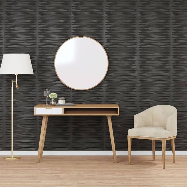 vidaXL Wandpaneele 48 Stück Schwarz 50x50 cm XPS 12 m² Stein, 356942